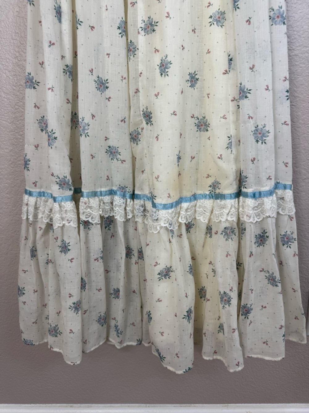 Vintage 1970’s Gunne Sax Prairie Cotton Floral Lace Ruffle Maxi Sundress Cottage - Picture 11 of 16